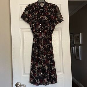 Talbots shirt dress chiffon fabric lined size 10 floral pattern